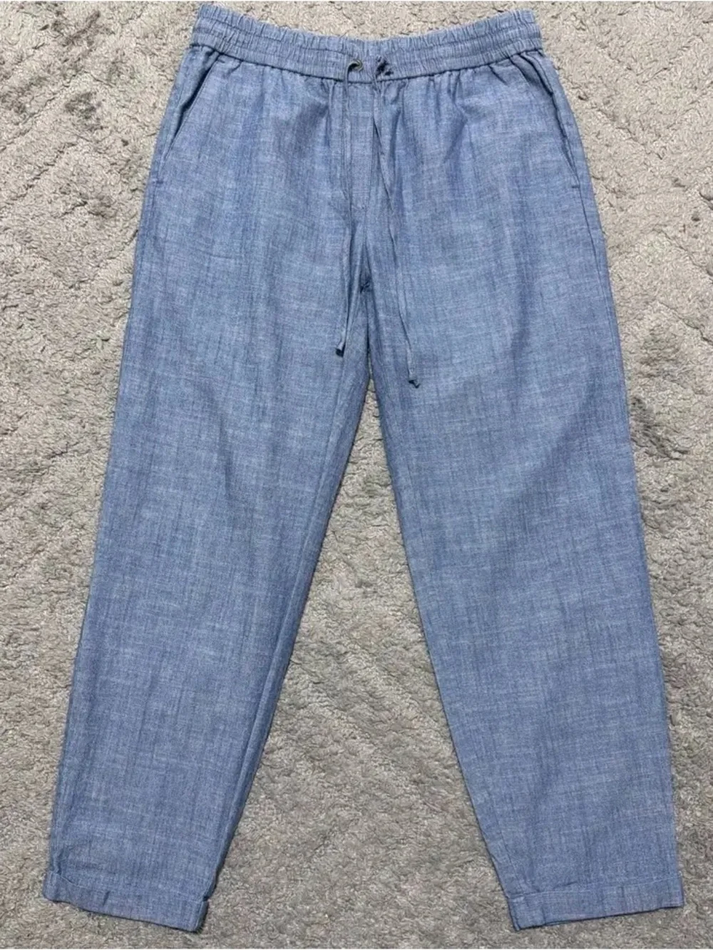 J.Crew Chambray Jogger Pants Size 8 Light Wash Pull-On 100% Cotton Casual